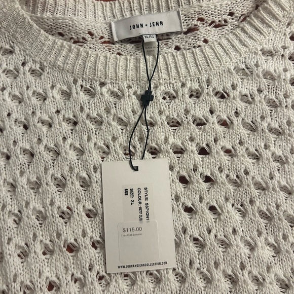 John + Jenn Cream Open-Knit Crew Neck Sweater - Picture 1 of 2